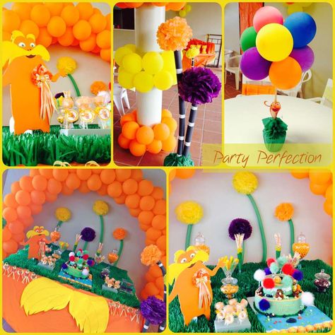 Lorax Birthday Party Decorations, Lorax Birthday Party, Lorax Birthday, Lorax Party, Baby Party Themes, Dr Seuss Birthday Party, Dr Seuss Birthday, 13th Birthday Parties, Baby Boy 1st Birthday