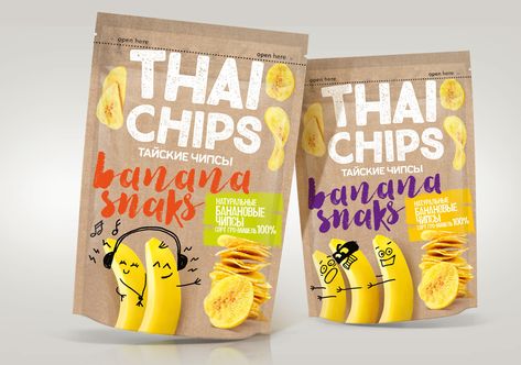 Thai Banana Chips Packaging design Concept on Behance Banana Chips Packaging, Chips Packaging Design, Thai Banana, Chips Packaging, Chip Packaging, Kids Packaging, Packaging Snack, Drinks Packaging Design, Pouch Packaging