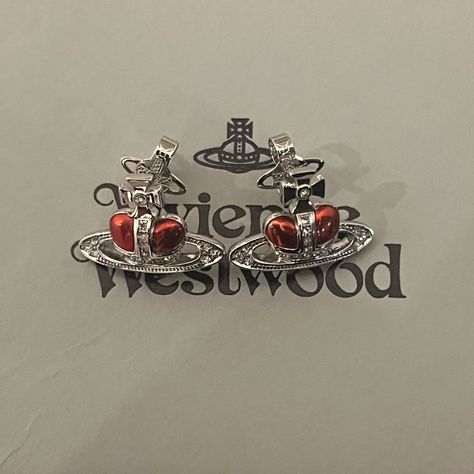 The Condition Of These Are Perfect! Im Open To Offers Red Vivienne Westwood Earrings, Queen Of Hearts Earrings, Perspex Earrings, Vivienne Westwood Bracelet, Vivienne Westwood Ring, Vivian Westwood, Vivienne Westwood Earrings, Orb Earrings, Vivienne Westwood Jewelry