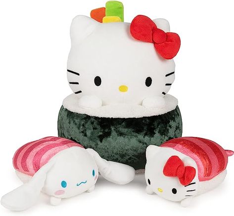 GUND Sanrio Hello Kitty Sushi Plush, Premium Stuffed Animal for Ages 1 and Up, Green/White, 10” Hello Kitty Sushi, Sherpa Bed, Sushi Plush, Veggie Sticks, Red Silhouette, Tiny Fish, Hello Kitty Cupcakes, Hello Kitty Toys, Plush Collection