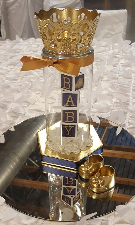 Baby shower Prince theme centerpiece Prince Centerpieces, Royal Prince Baby Shower Theme, Royalty Baby Shower Theme, Prince Baby Shower Centerpieces, Royal Baby Shower Theme, Royal Baby Shower Boy, Royalty Baby Shower, Prince Baby Shower Theme, King Josiah