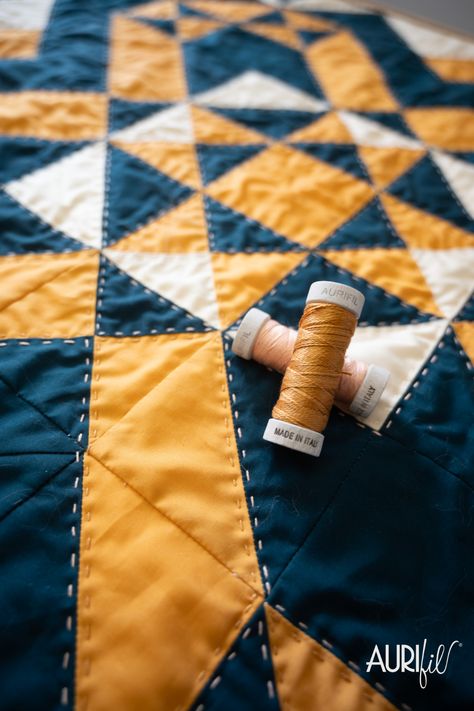 close up of perfect hand quilting using Aurifil 8wt thread. Hand Stitched Quilt Patterns, Quilt Hand Stitching, Solid Color Quilts, Boho Quilt Pattern, Scrap Fabric Quilt, Big Stitch Hand Quilting, Mindful Stitching, Sashiko Quilt, Hand Quilting Designs