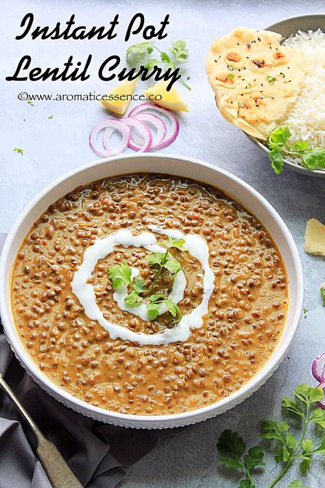 Brown Lentil Curry, Vegan Lentil Curry, Masoor Dal Recipe, How To Make Lentils, Coconut Lentil Curry, Lentil Curry Recipes, Instant Pot Vegan, Brown Lentils, Dal Recipe