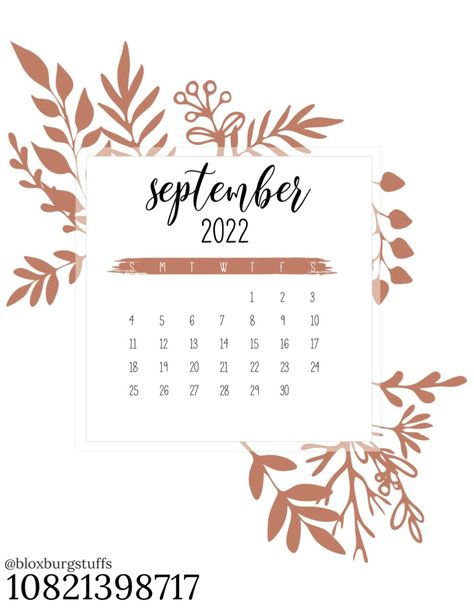 Bloxburg Calendar Decal Codes September, Picture Wall Ideas Berry Ave, Bloxburg Calendar Decals, Bloxburg Pictures, November Pictures, Bloxburg Inspiration, Vine Decal, Calendar Decal, Fall Decal