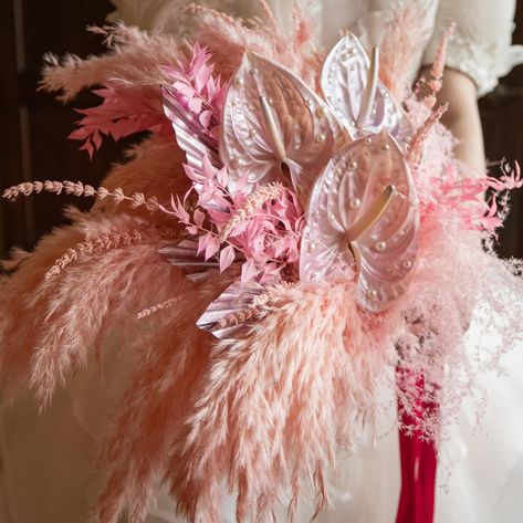 Custom Dried & Fresh Bridal Bouqet by In Flower #Bridalbouquet #weddingflowers #pinkwedding #pampasgrass #weddings #flowers #events #pink #pastelcore Make A Bridal Bouquet, Floral Work, Moment In Time, Vegas Wedding, Pampas Grass, Pink Wedding, Bridal Bouquet, In Time, Flowers Bouquet