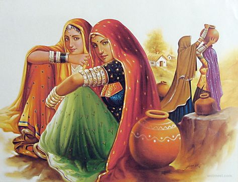 rajasthani paintings Mf Hussain Paintings, भारतीय इतिहास, Rajasthani Painting, Rajasthani Art, Indian Artwork, Indian Women Painting, Indian Painting, Indian Artist, Krishna Painting