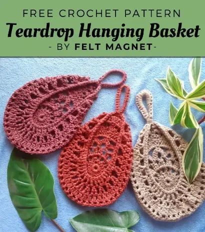 Teardrop Hanging Basket, Diy Crochet Basket, Crochet Plant Hanger, Scrap Yarn Crochet, Crochet Hanging, Crochet Basket Pattern Free, Crochet Storage Baskets, Crochet Fruit, Crochet Storage