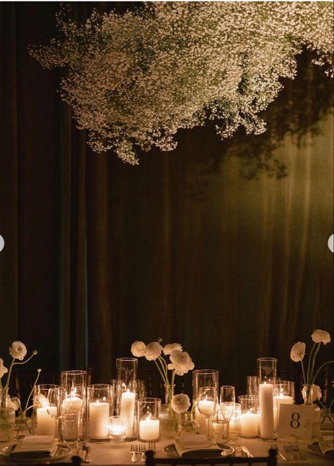 Candlelit Wedding Reception, Wedding Flower Arrangements Table, Vogue Weddings, City Chic Wedding, Candles And Flowers, Candlelit Wedding, Love Is A Verb, Wedding Reception Lighting, Wedding At Home