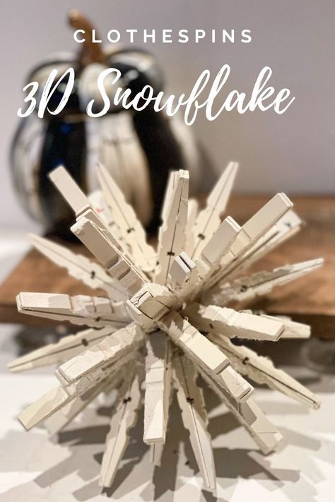 How to make Easy Snowflake · Just That Perfect Piece Snowflake From Clothespins, Clothes Pin Ornaments Diy, Crafts You Can Sell, Snowflake Clothes, Clothespins Crafts, Diy Snowflake Decorations, Dough Bowl Filler, Antique Crafts, Pin Ornaments