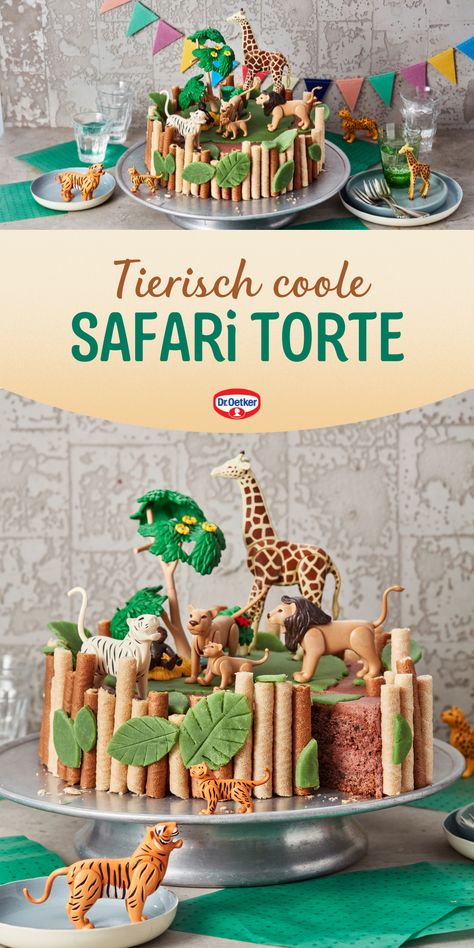 Dieses Dschungel-Torte Rezept mit Spielzeug-Tieren ist nicht schwierig zu machen. Eine leckere Torte mit Schoko-Sahne, Waffelkeksen und Marzipan! Dr. Oetker Rezepte, Kindergeburtstag Kuchen Ideen, Kindergeburtstag Cupcakes, Kindergeburtstag Rezepte, Dschungel Torte, Dschungel Party, Dschungel Torte Kinder, Dschungel Torte Rezept, Kindergeburtstag, Kindergeburtstag Motto Ideen, Kindergeburtstag Mottoparty, Kindergeburtstag Motto, Safari Torte, Safari Geburtstagsfeier Cake Animals, 1st Birthday Foods, Safari Cupcakes, Zoo Birthday Party, Animal Birthday Cakes, Jungle Cake, Safari Cakes, Zoo Birthday, Zoo Party