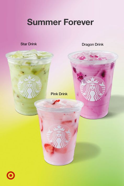 Savor the small things, this summer. Sip on vibrant summer drinks made with real fruit pieces & coconutmilk. Enjoy Starbucks Refreshers beverages at Starbucks Café. Swipe to discover 3 delicious flavors. Relaxing Drinks, Starbucks Products, French Coffee Shop, Cold Starbucks Drinks, Starbucks Summer, Iced Starbucks Drinks, How To Order Starbucks, Summer Drink Recipes, Starbucks Refreshers