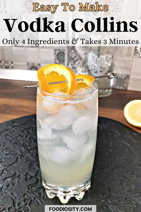 Keto Vodka Cocktails, Vodka Collins Recipe, Titos Vodka Drinks Easy, Orange Alcoholic Drinks, Titos Vodka Drinks, Easy Vodka Drinks, Unhealthy Drinks, Easy Vodka Cocktails, Vodka Recipes Easy