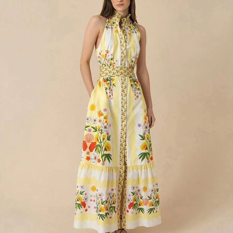 Borgo De Nor's signature style, the 'Biba Maxi Dress'. The sun hued print was inspired by vintage floral linens and transport you to the carefree idyllic days of summer. Available in Boutique #Spring24 #BorgoDeNor Borgo De Nor, Dress Inspo, Signature Style, Vintage Floral, The Sun, Maxi Dress, Sun, Boutique, Floral