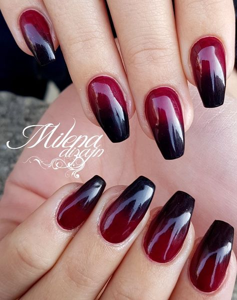 Pedicure Gel, Black Ombre Nails, Red Ombre Nails, Unghie Sfumate, Dark Red Nails, Red Nail Art, Gothic Nails, Her Nails, Ombre Nail Designs