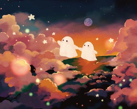 Mary Ann (@theghostegg) • Instagram photos and videos Pastel Rainbow Aesthetic, Work Portfolio, Cute Fall Wallpaper, Hello Kitty Drawing, Rainbow Aesthetic, Galaxy Art, Mary Ann, Halloween Photos, Dreamy Art