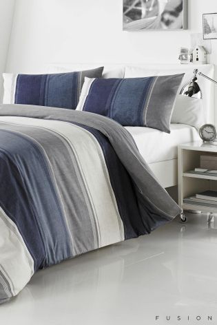 Buy Fusion Betley Bed Set from the Next UK online shop Navy Bedrooms, Double Bedding Sets, Blue Bedding Sets, Striped Duvet, Striped Duvet Covers, Blue Duvet Cover, King Size Duvet, Single Duvet Cover, Blue Bedroom