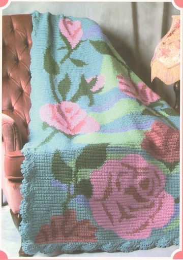 Afghan Knitting and Crochet Patterns & Books | Mary Maxim Motifs Afghans, Garden Of Roses, Crochet Baby Mittens, Bohemian Crochet, Crochet Afghan Patterns Free, Mary Maxim, Crochet Blanket Designs, Crochet Wall Hangings, Knitted Afghans