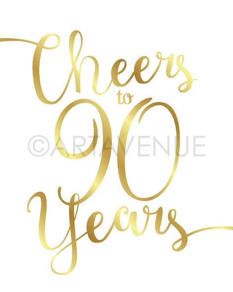 Gold Chic Printables | CHEERS TO 90 YEARS | Party Sign Downloads, 90th Anniversary Birthday Party Si Cheers To 40 Years, Birthday Party Signs, 20th Birthday Party, Gold Chic, Gold Party Decorations, Party Sign, Create Invitations, Gold Party, 40th Anniversary