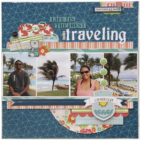 Beach Scrapbook Layouts, Scrapbooking Layouts Travel, Cruise Scrapbook, Travel Scrapbook Pages, Picture Layouts, Travel Album, Vacation Scrapbook, Scrapbook Layout Sketches, Summer Scrapbook