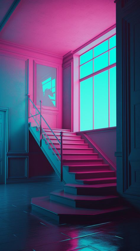 Pink Futuristic Aesthetic, Liminal Space Wallpaper, Dreamscape Aesthetic, Neon Photoshoot, Neon Noir, Vaporwave Art, Space Wallpaper, Liminal Space, Dreamcore Weirdcore