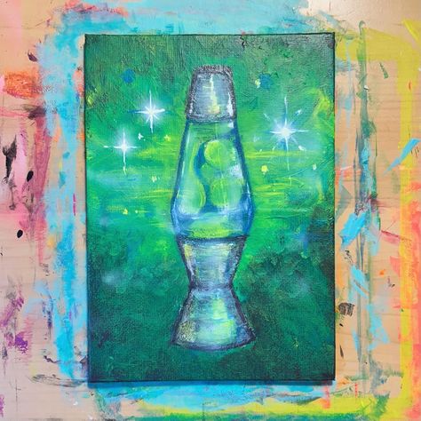 lava lamp # 2 - acrylic and airbrush on canvas. swipe for blacklight! #painting #artist #blacklightart Lava Lamp Acrylic Painting, Lamp Pfp, Lava Lamp Painting, Lava Lamp Drawing, Lava Lamp Art, Blacklight Painting, Lamp Painting, Lamp Art, Painting Artist