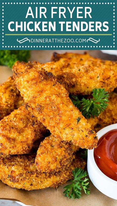 These air fryer chicken tenders are fresh chicken tenderloins coated in breadcrumbs, spices and parmesan cheese, then air fried until golden brown. Crispy Air Fryer Chicken Tenders, Air Fried Chicken Tenders, Crispy Air Fryer Chicken, Air Fryer Fried Chicken, Breaded Chicken Tenders, Air Fryer Chicken Tenders, Chicken Tenderloin Recipes, Fried Chicken Tenders, Cooking Frozen Chicken