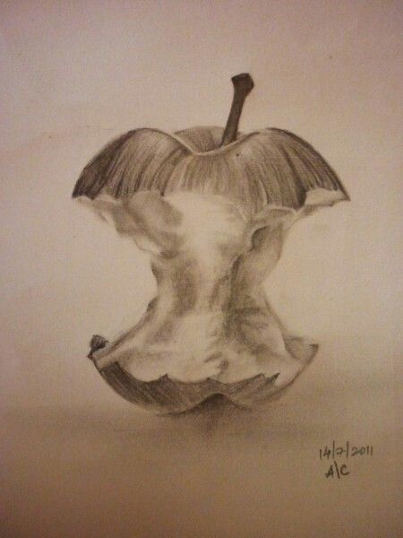 Apple eaten pencil Half Eaten Apple, Eaten Apple, Pointalism Art, Apple Sketch, Fruit Art Drawings, Fruits Drawing, Easy Cartoon Drawings, Fruit Art, Sketchbook Art Inspiration