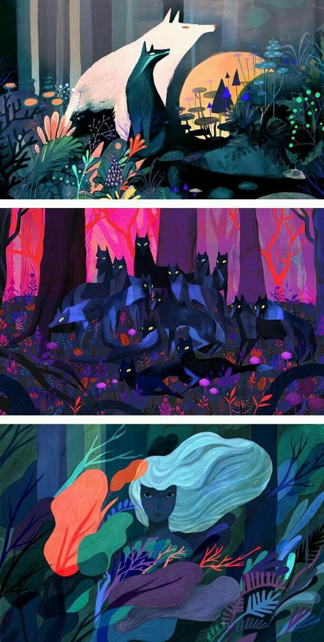 In the forest Wood Illustration, Mid Century Aesthetic, Arte Inspo, Concept Art Drawing, Arte Sketchbook, Art Et Illustration, Wow Art, Art And Illustration, 판타지 아트