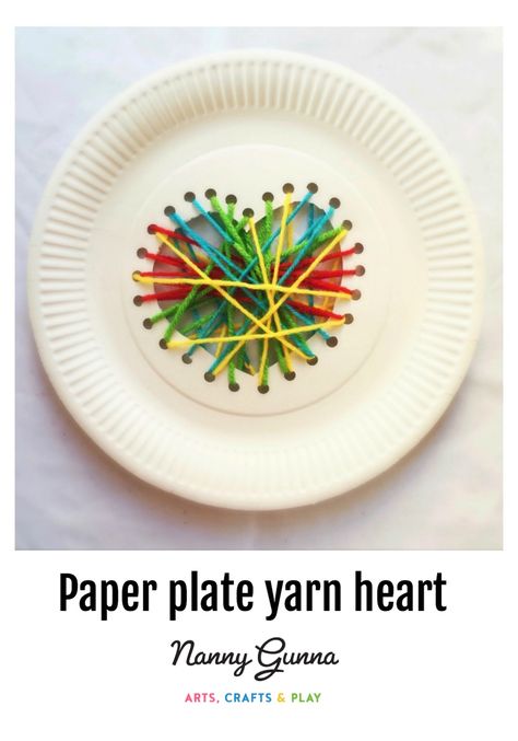 Yarn Heart, Mother's Day Projects, Sensory Bottles, Hole Puncher, Preschool Lesson Plans, Paper Plate Crafts, Plate Crafts, Preschool Lessons, Fun Art