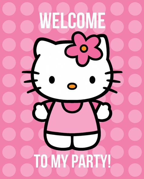 all things simple | free Hello Kitty printables--invites, welcome poster, button designs, and toppers/tags. Kue Hello Kitty, Hello Kitty Birthday Invitations, Hello Kitty Birthday Theme, Hello Kitty Invitations, Hello Kitty Theme Party, Kitty Birthday Party, Hello Kitty Printables, Anniversaire Diy, Hello Kitty Birthday Party