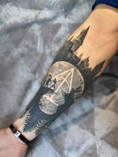 Harry Potter Mens Tattoo, Harry Potter Tattoo For Men, Mens Harry Potter Tattoos, Big Harry Potter Tattoo, Harry Potter Tattoos Sleeve Arm, Harry Potter Forearm Tattoo, Harry Potter Half Sleeve Tattoo, Harry Potter Tattoos Sleeve, Harry Potter Half Sleeve