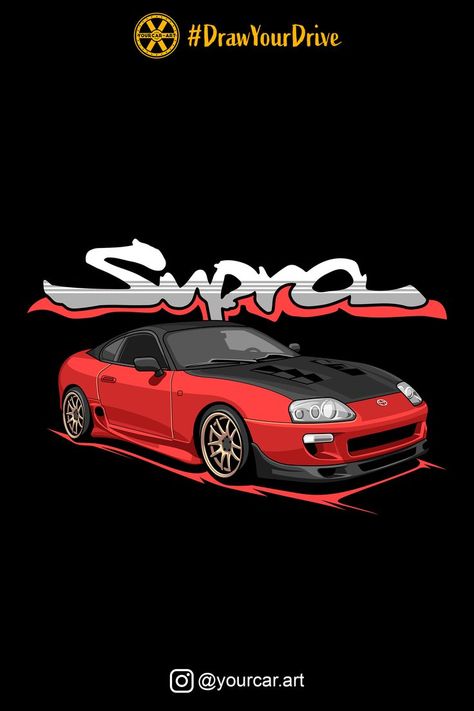 Supra Illustration, Automotive Poster, Supra Mk4, Jdm Stickers, Toyota Supra Mk4, Gtr R34, Best Jdm Cars, Car Vector, Honda (car)