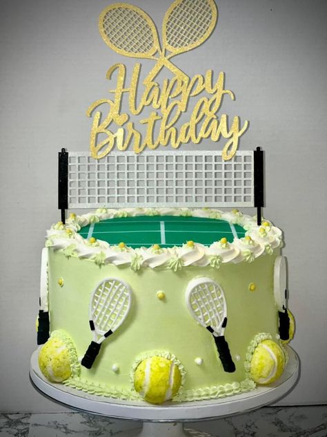 Tennis Birthday Cake For Men, Tennis Cakes Ideas, Padel Cake Ideas, Tenis Cake Birthdays, Tennis Desserts, Pickleball Cake Ideas, Tennis Cake Ideas Birthdays, Tennis Theme Cake, Tennis Racquet Cake