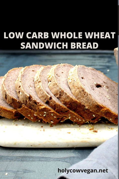 A whole wheat low carb sandwich bread with 77 calories, 4 grams of protein and 8 grams of net carbs per slice. You will also love the incredible flavor. Whole Wheat Sandwich Bread, Low Carb Sandwich, Wheat Sandwich Bread, Low Sugar Diet Recipes, Sandwich Bread Recipe, Low Carb Sandwiches, Dinner Recipes Healthy Low Carb, Healthy Low Carb Snacks, Low Carb Low Fat Recipes