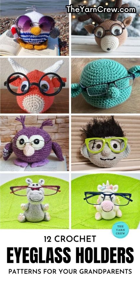 Crochet Eyeglass Holder, Crochet Eyeglass Cases, Crochet Glasses, Yarn Holder, Crochet Eyes, Crochet Faces, Crochet Pouch, Glasses Holder, Crochet Amigurumi Free