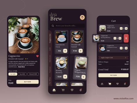 Coffee Shop Website, Coffee Delivery, Ui Design Dashboard, Web Design Examples, Delivery App, App Template, App Design Inspiration, App Interface, Free Coffee