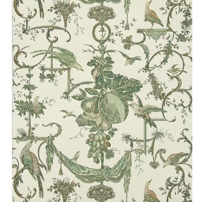 Brunschwig & Fils Kininvie Wallpaper 7 colorways Foliage Wallpaper, Brunschwig And Fils, Living Room Aesthetics, Custom Dining Room, White Units, Scenic Wallpaper, Room Aesthetics, Modern Vintage Decor, Bold Wallpaper