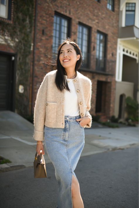 My current favorite denim: this denim midi skirt that’s on sale for $94! #classicstyle #businesscasual #casualfridays #falloutfit #cardigan #tanktop Follow my shop @9to5chic on the @shop.LTK app to shop this post and get my exclusive app-only content! #liketkit #LTKsalealert #LTKfindsunder100 #LTKworkwear @shop.ltk https://liketk.it/4moBY Skirts For Spring, Long Midi Skirt, Fall Wardrobe Staples, Mommy Style, Denim Maxi, Spring Skirts, Denim Skirts, Denim Maxi Skirt, Denim Midi Skirt