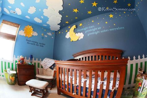 In the beginning there was two ...: Nursery Ideas... Baby Boy Nursery Stars, Baby Blue Paint, Galaxy Nursery, Night Nursery, Stars Nursery Decor, Grey Baby Nursery, Star Theme, Moon Nursery, Nursery Mural