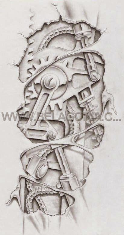 Acab Tattoo, Biomechanical Tattoo Design, Gear Tattoo, Steampunk Tattoo, Mechanic Tattoo, Biomechanical Tattoo, Geniale Tattoos, Sketch Tattoo Design, 3d Tattoos