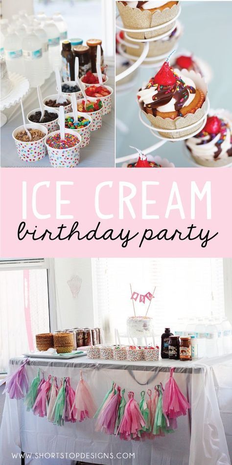 Ice Cream Celebration, Ice Cream Party Ideas Decoration, Garage Additions, Ice Cream Sundae Party, Sundae Party, Ice Cream Invitation, Cream Birthday Party, Ice Cream Sundae Bar, Roblox Birthday