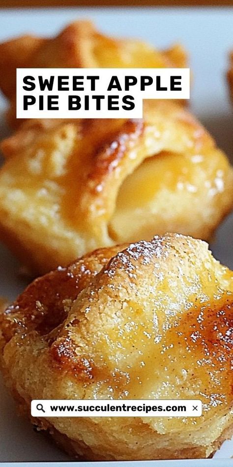 These Delicious Apple Pie Bites are a delightful twist on the classic pie! Miniature and perfectly portioned, they’re a comforting and irresistible dessert for any season. Mini Apple Desserts, Cherry Pie Bites, Tassies Recipe, Apple Puff Pastry, Apple Bite, Puff Pastry Desserts, Apple Pie Bites, Pie Bites, Mini Apple Pies