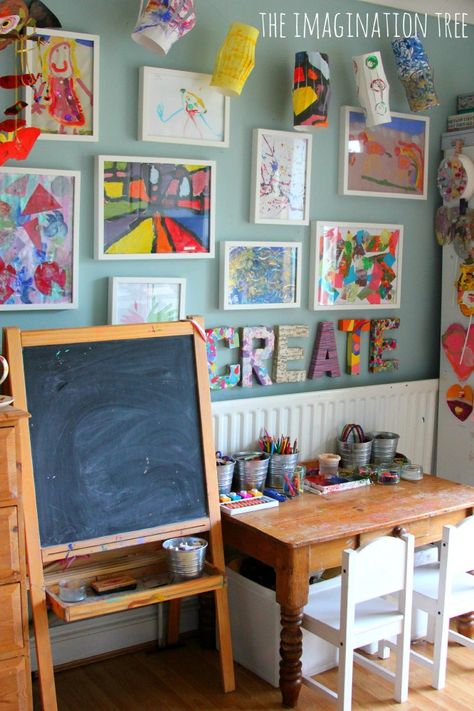 These DIY Kids Art Displays may be a great way to clear the clutter and show your kids how much you love their creativity. Today I am going to share some great ideas for DIY Kids Art Displays in your home. Kids Art Room, Diy Kids Art Display, Kids Art Space, Displaying Kids Artwork, Art Display Kids, Art Area, Art Corner, Kids Artwork, Toy Rooms