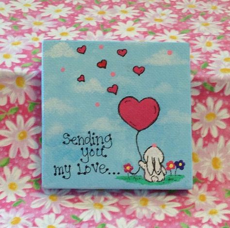 Love You Painting, Easter Mini Canvas Painting, Mini Love Paintings, Love Painting Canvas, Cute Love Paintings, Valentine Paintings, Disney Canvas Paintings, Love Canvas Painting, Birthday Canvas