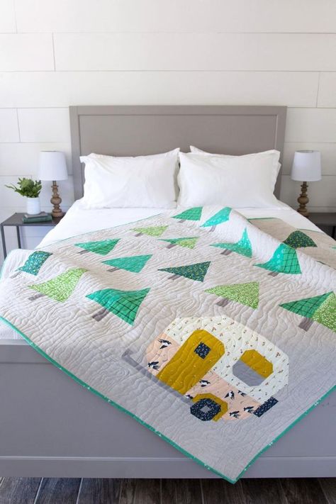 Up North Quilt Pattern | Craftsy Camper Quilt, Throw Size Quilt, Camping Quilt, Quilt Modernen, Pen Pattern, Quilt Sewing Patterns, Quilt Care, Beginner Quilt Patterns, Paper Patterns