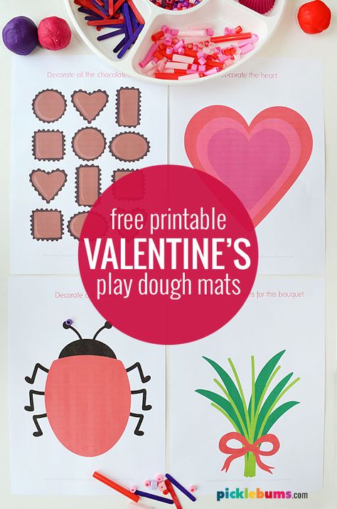 Valentine's Day Playdough Mats (free printable) - Picklebums Playdough Valentine, Playdoh Printables, Preschool Playdough Mats, Preschool Playdough, Preschool Valentines Activities, Play Dough Mats, Dough Mats, Playdough Activities, Playdough Mats