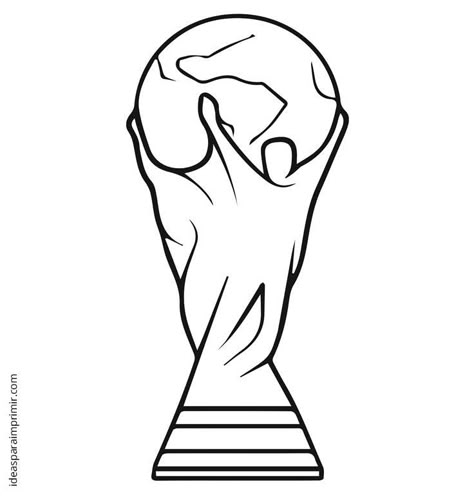 Imagen con el dibujo de la Copa del mundial de Fútbol - FIFA World Cup para pintar y colorear gratis World Cup 2022 Drawing, Fifa World Cup Logo, Messi Drawing, World Cup Draw, World Cup Logo, Soccer Drawing, Cup Tattoo, Football Drawing, Diy Kandi Bracelets