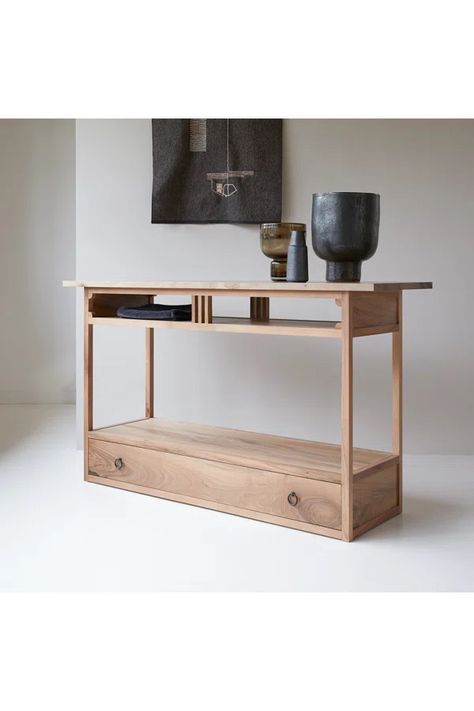 Clovis Solid Wood Console Table Wooden Shelving, Sideboard Drawers, Drawer Console, Oak Console Table, Hallway Furniture, Wood Console Table, Wood Console, Solid Wood Furniture, Handmade Furniture