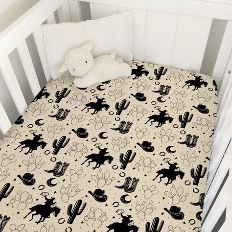 PRICES MAY VARY. 【Soft & Breathable:】The baby sheet for crib is made of high-quality fabric which is stretchy/breathable/comfortable and gentle; which will provide your baby with a unique soft touch. Suitable for use all year round. 【Perfect Fit:】These crib sheets fit perfectly on most standard crib mattresses and toddler mattresses; dimensions 52X28 inch. Our fitted crib sheets have an elastic band around the entire edge. 【Perfect for Multi Occasions:】It can be used as baby bed sheet, crib matt Baby Boy Nursery Small Space, Country Nursery Baby Boy, Baby Boy Nursery Themes Rustic, Western Toddler Room, Boy Western Nursery, Cowboy Baby Room, Cowboy Nursery Baby Boy, Vintage Western Nursery, Western Nursery Baby Boy