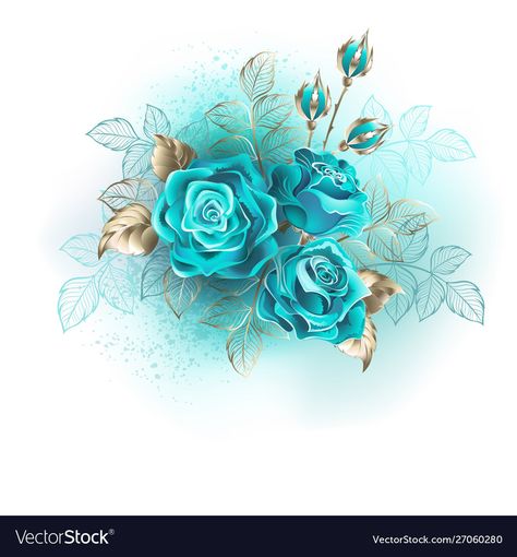 Turquoise Roses, Roses Vector, Photo Bleu, Decoupage Printables, Floral Border Design, Diy Rhinestone, Decoupage Vintage, Blue Roses, Rose Painting